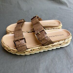 Donald Pliner Adjustable Larabee Sandals Shoes Sz 9 Leather Espadrille Slip On